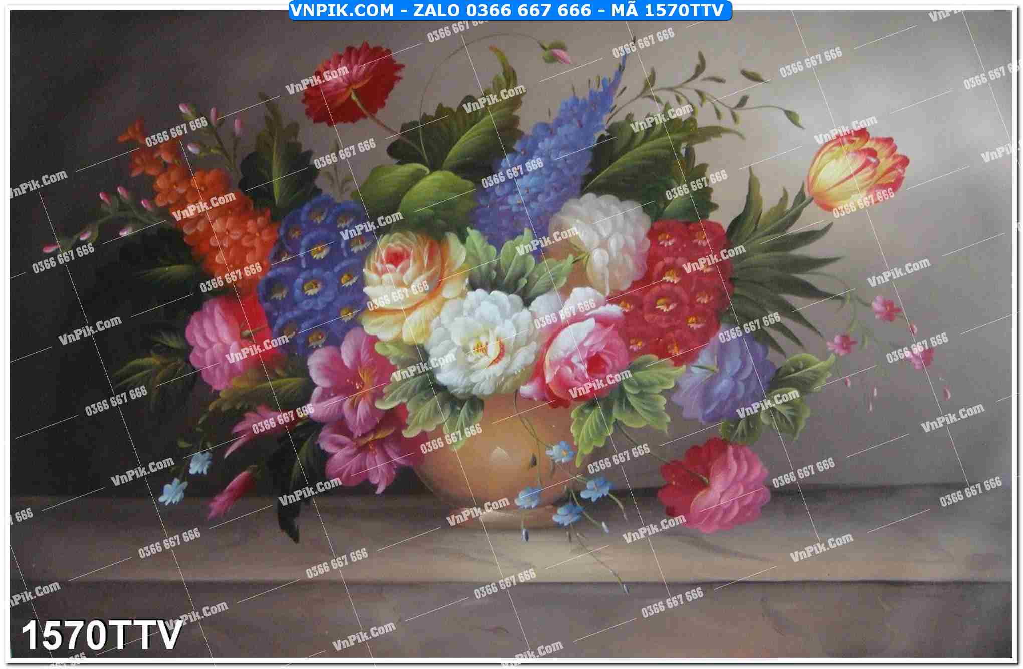 Tranh sơn dầu tĩnh vật hoa quả mã file 1570TTV