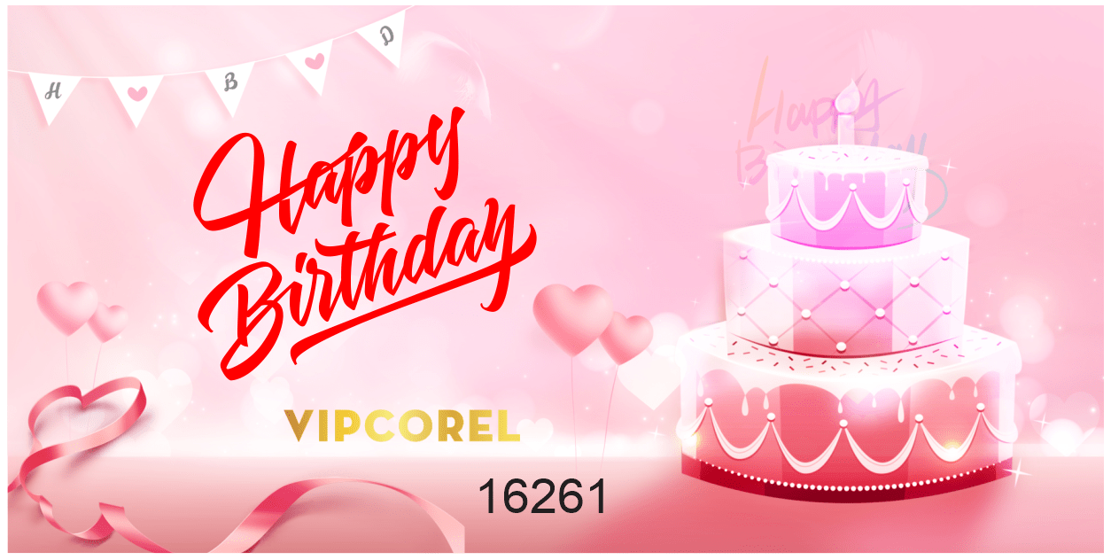 Phông nền hồng Happy Birthday cho bé gái file corel