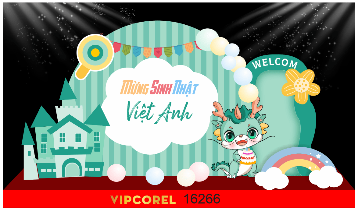 Mẫu trang trí bóng bay sinh nhật Việt Anh file corel