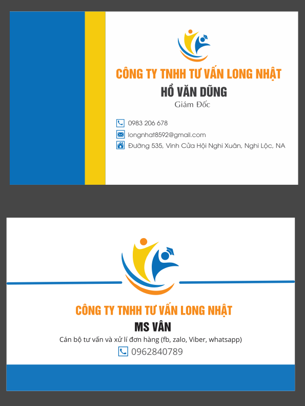 Card visit công ty tư vấn Long Nhật file corel