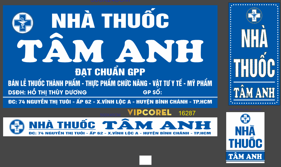 Biển quảng cáo nhà thuốc Tâm Anh file corel