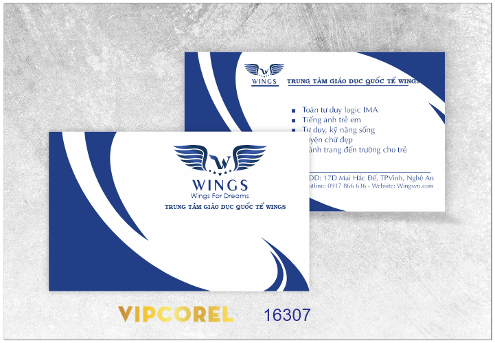 Card visit Trung tâm giáo dục quốc tế Wings file corel