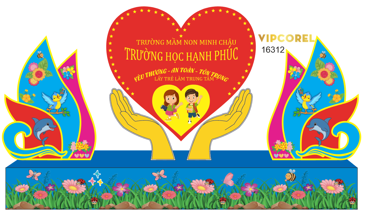 Mô hình trang trí ở sân trường mầm non file corel