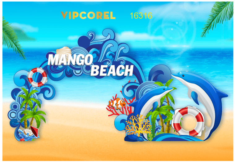 Trang trí bãi biển du lịch Mango Beach file corel
