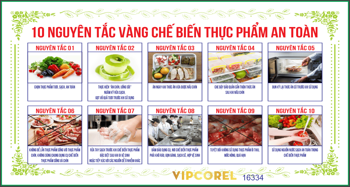 Bảng 10 nguyên tắc vàng chế biến thực phẩm an toàn