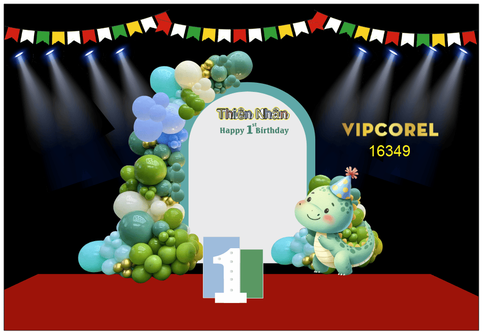 Market trang trí sinh nhật Thiên Nhân 1 tuổi file corel