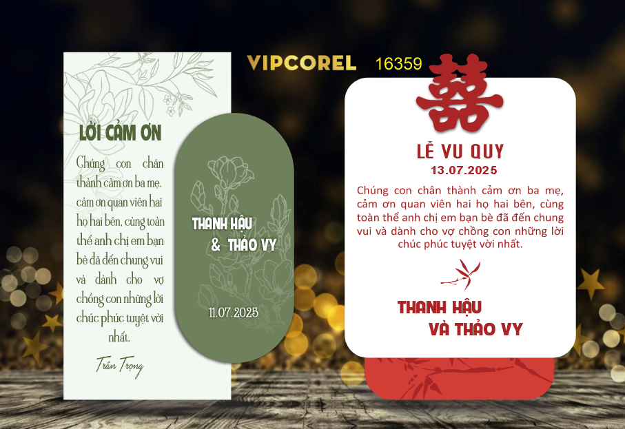 Thiệp mời cảm ơn Lễ Vu quy file corel