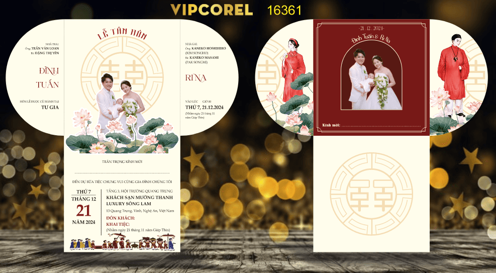 Mẫu thiệp mời Lễ Tân Hôn Đinh Tuấn file corel