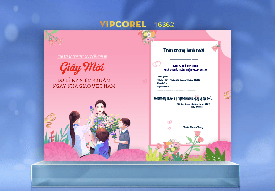 Giấy mời dự lễ kỷ niệm 43 năm ngày 20-11