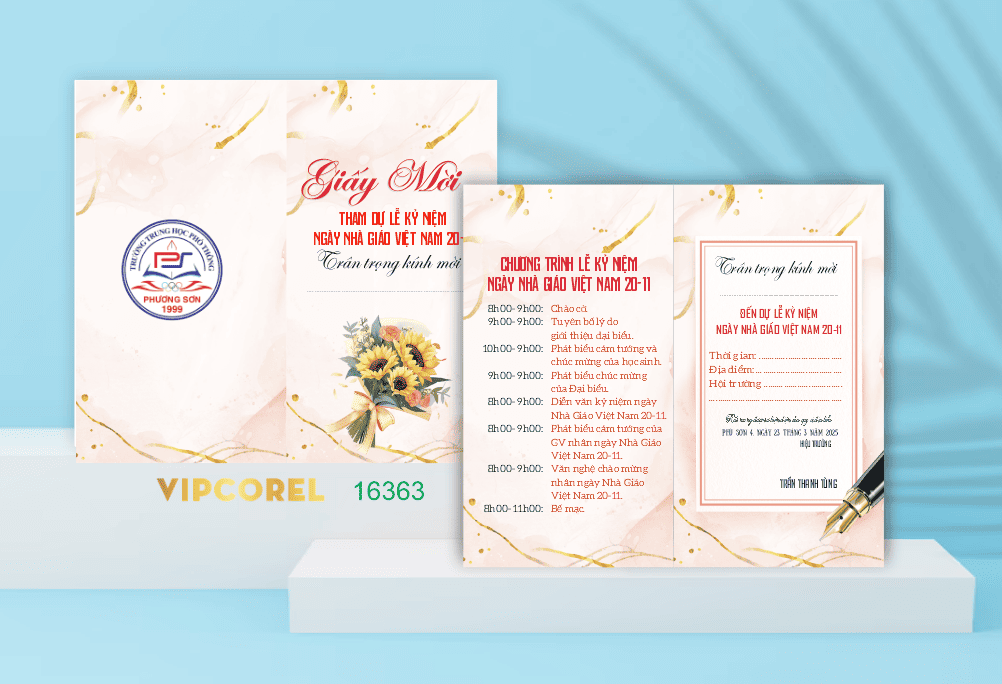 Giấy mời tham dự lễ kỷ niệm ngày 20-11 #2
