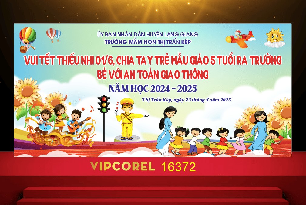 Market Bé với an toàn giao thông 2025 file corel
