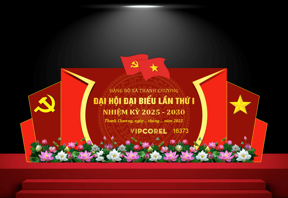 Backdrop trang trí đại hội Đảng bộ xã Thanh Chương
