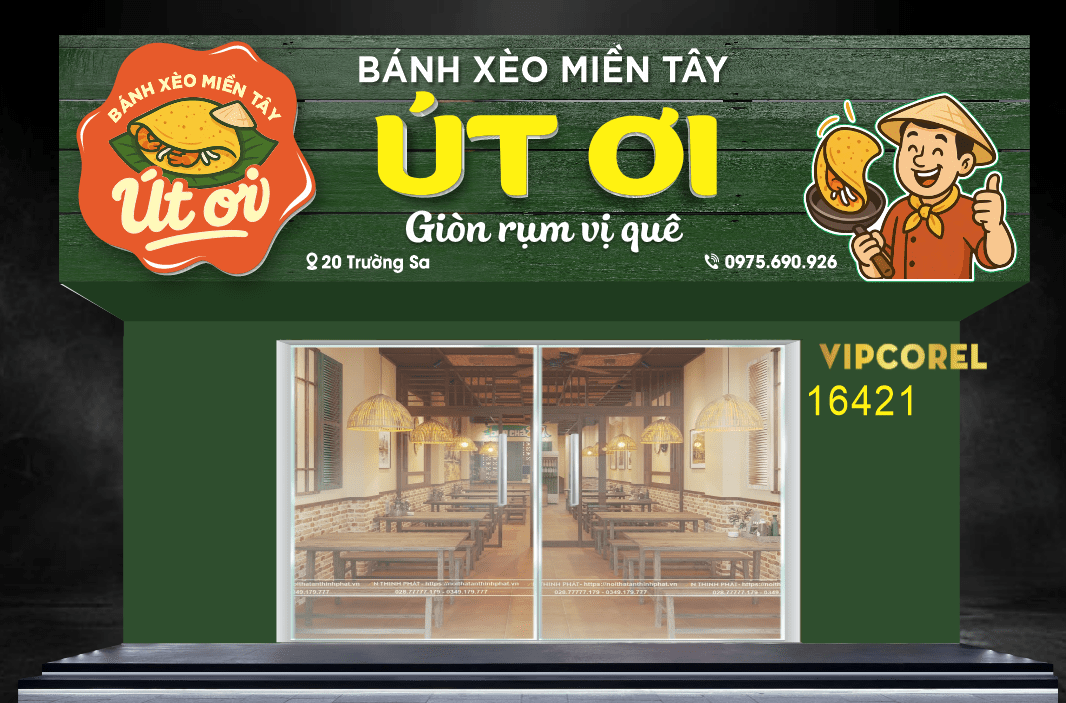 Biển QC Bánh Xèo Miền Tây Út Ơi file corel