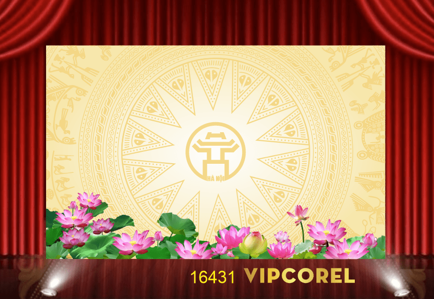 Background trống đồng chân hoa sen file corel