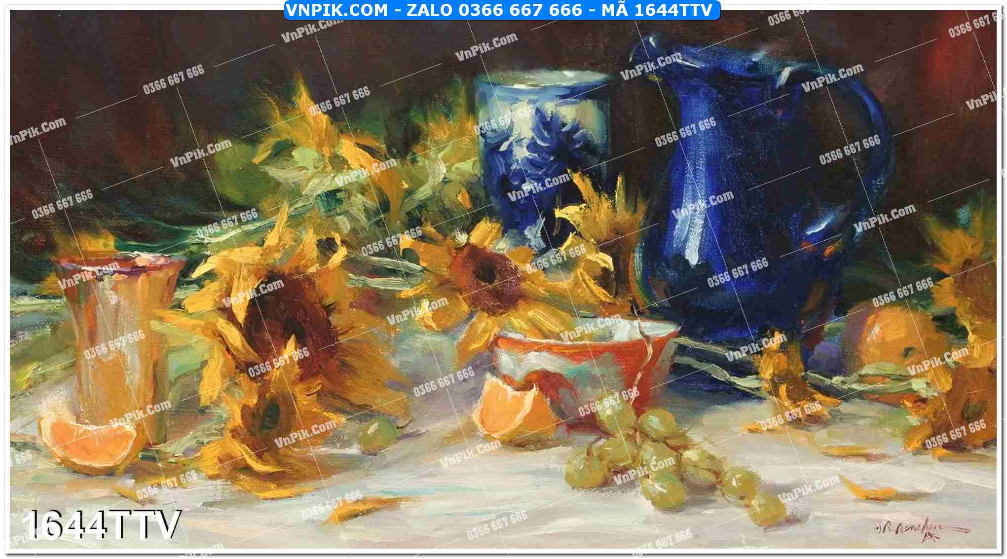 Tranh sơn dầu tĩnh vật hoa quả mã file 1644TTV