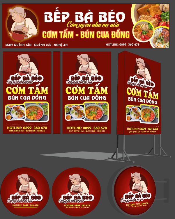 Biển quảng cáo cơm tấm – bếp bà béo