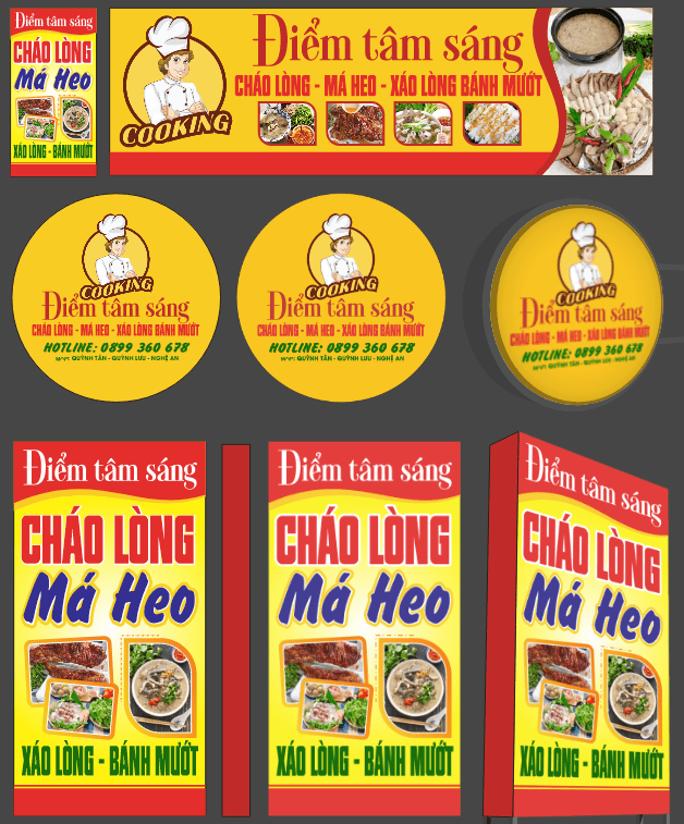 Biển quán Điểm tâm Sáng – cháo lòng má heo