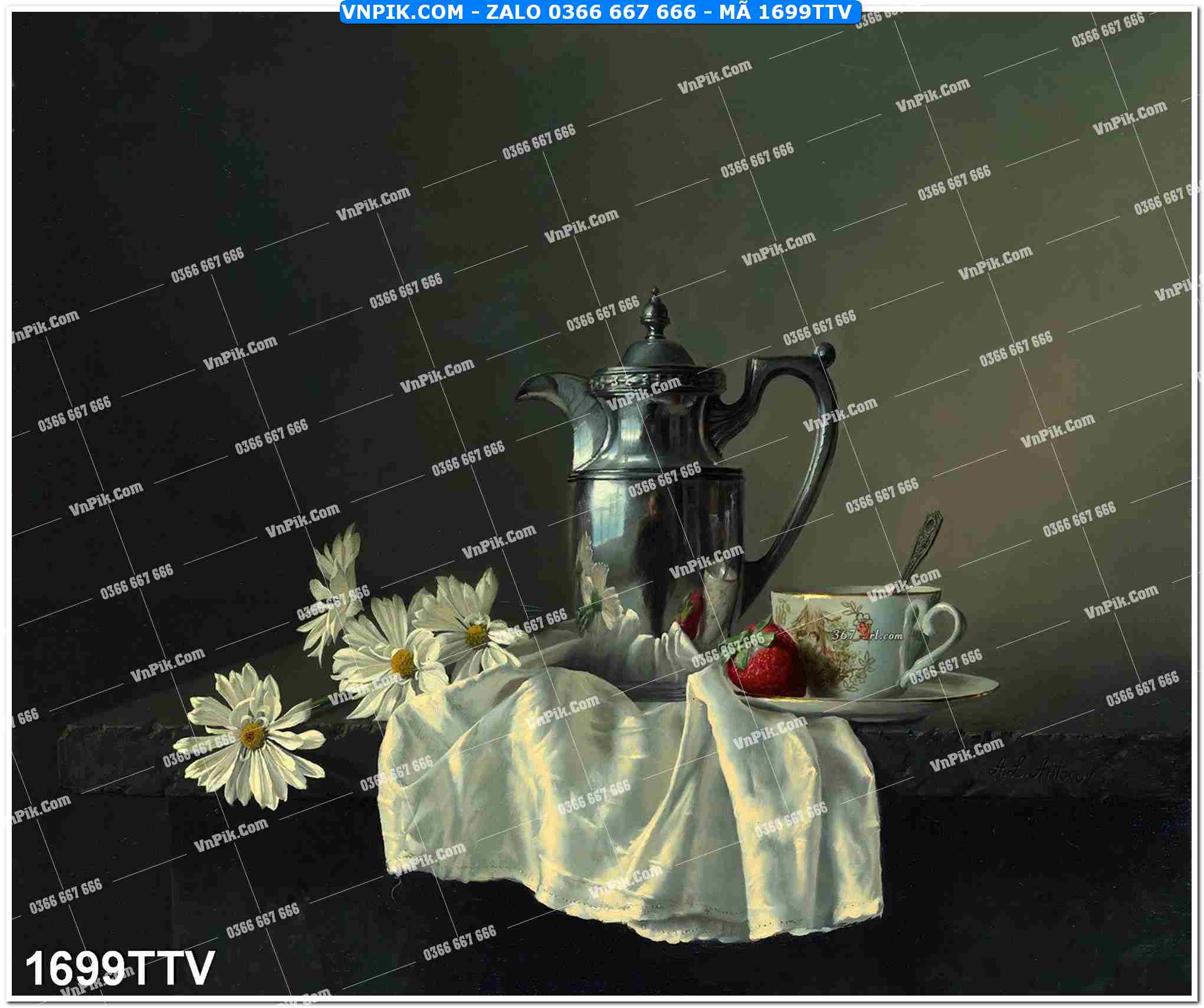 Tranh sơn dầu tĩnh vật hoa quả mã file 1699TTV