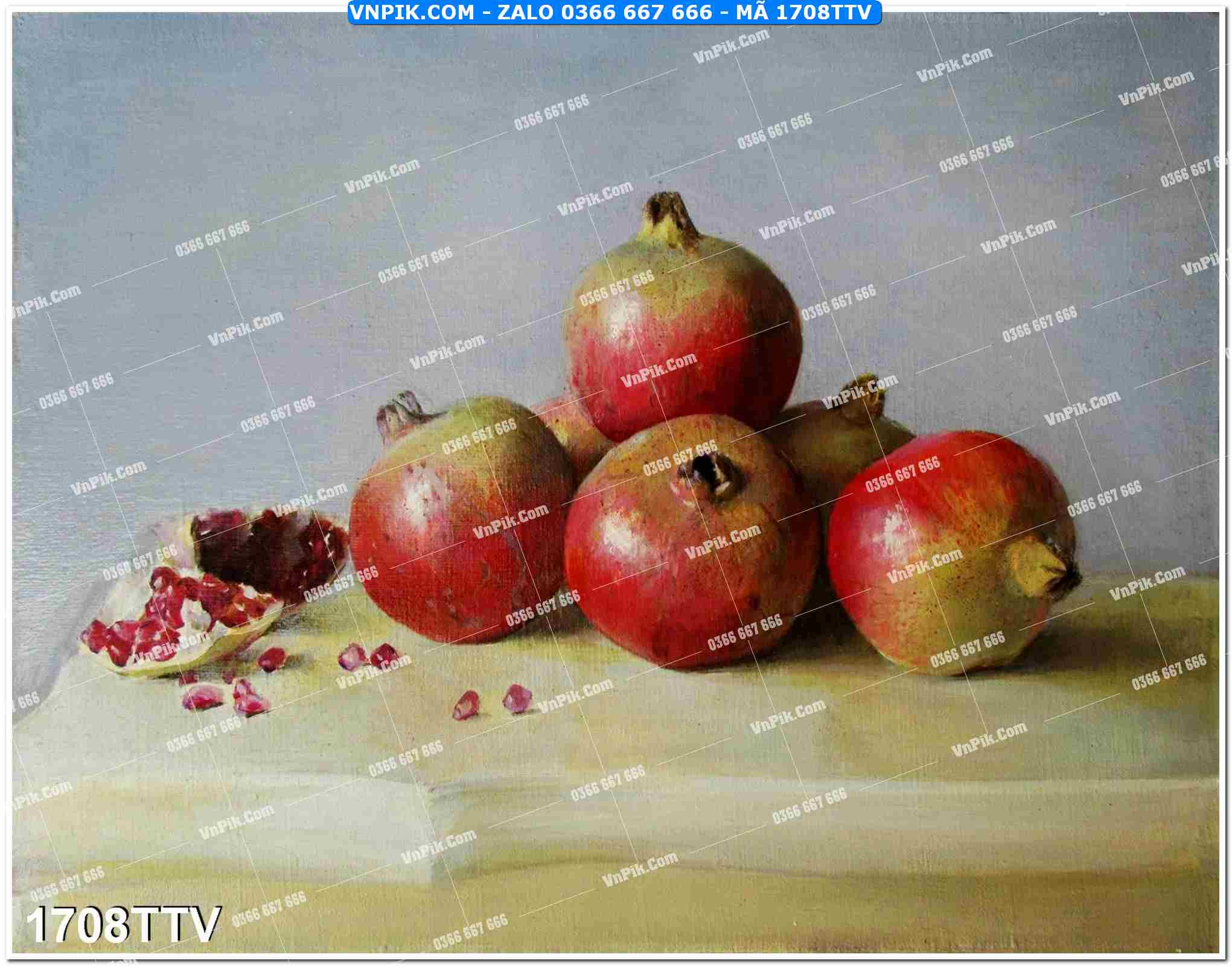 Tranh sơn dầu tĩnh vật hoa quả mã file 1708TTV