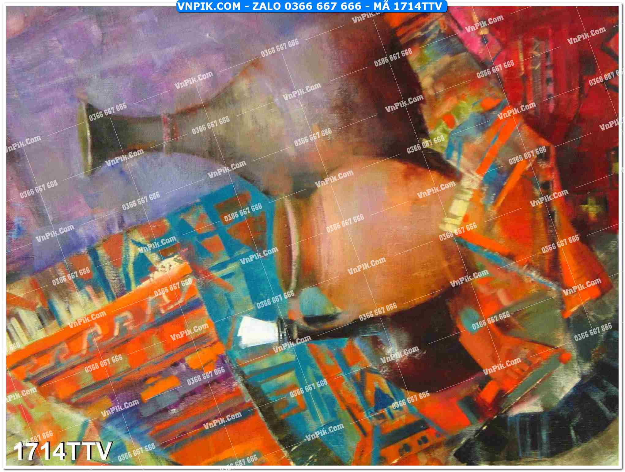 Tranh sơn dầu tĩnh vật hoa quả mã file 1714TTV