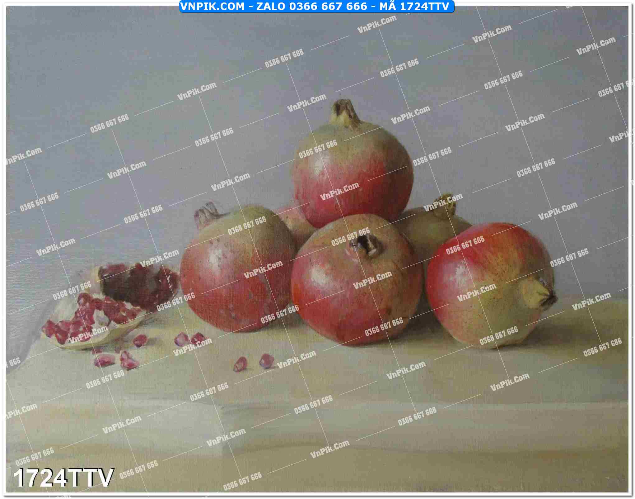 Tranh sơn dầu tĩnh vật hoa quả mã file 1724TTV