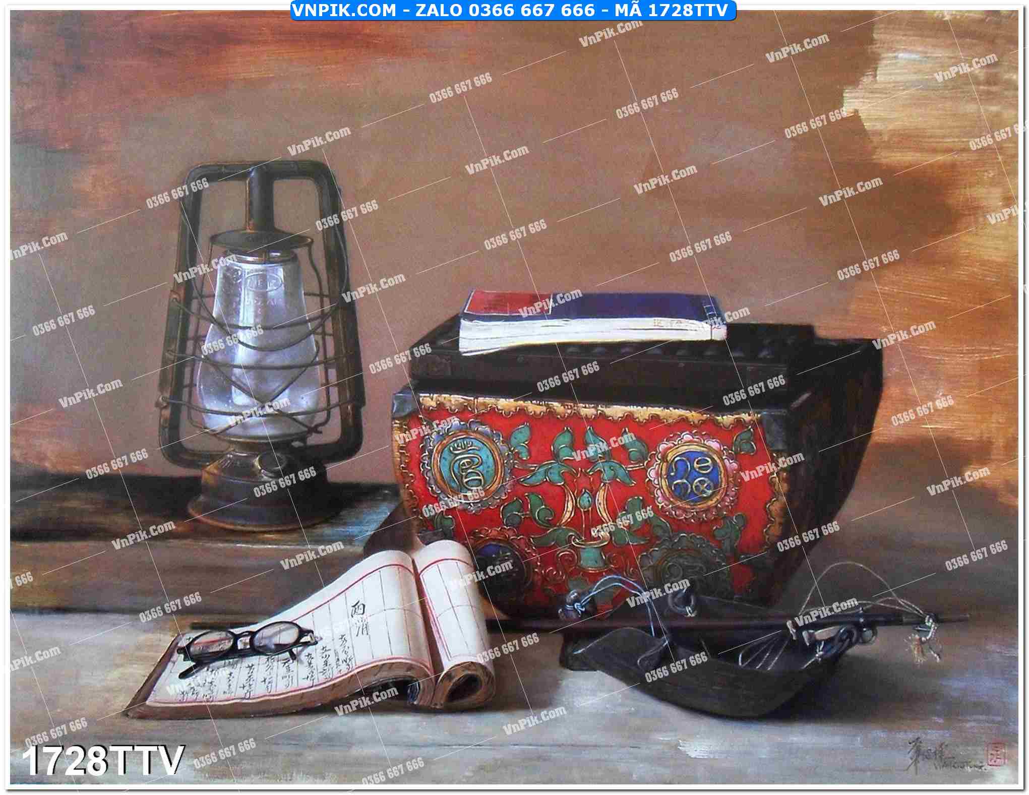 Tranh sơn dầu tĩnh vật hoa quả mã file 1728TTV