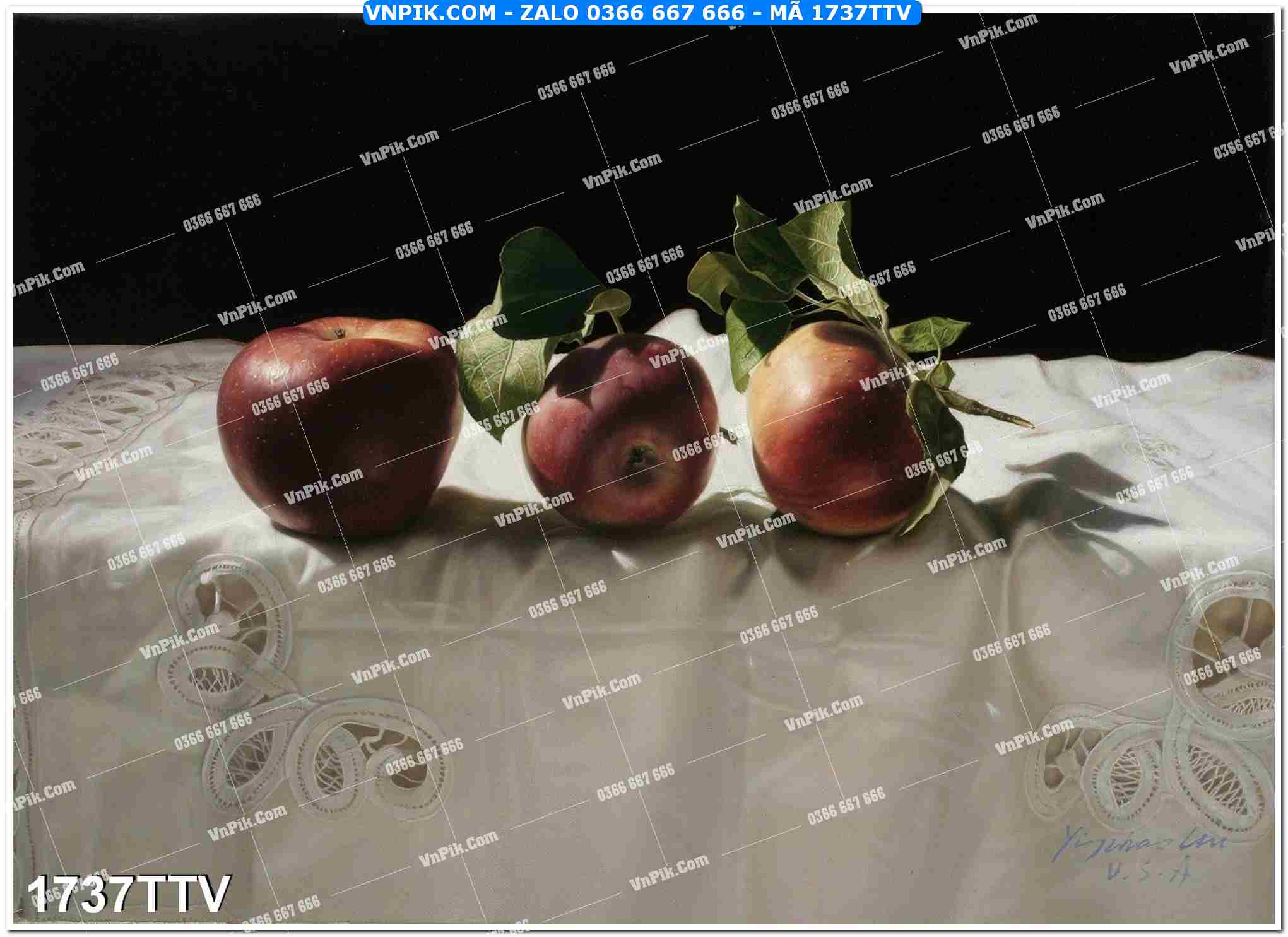 Tranh sơn dầu tĩnh vật hoa quả mã file 1737TTV