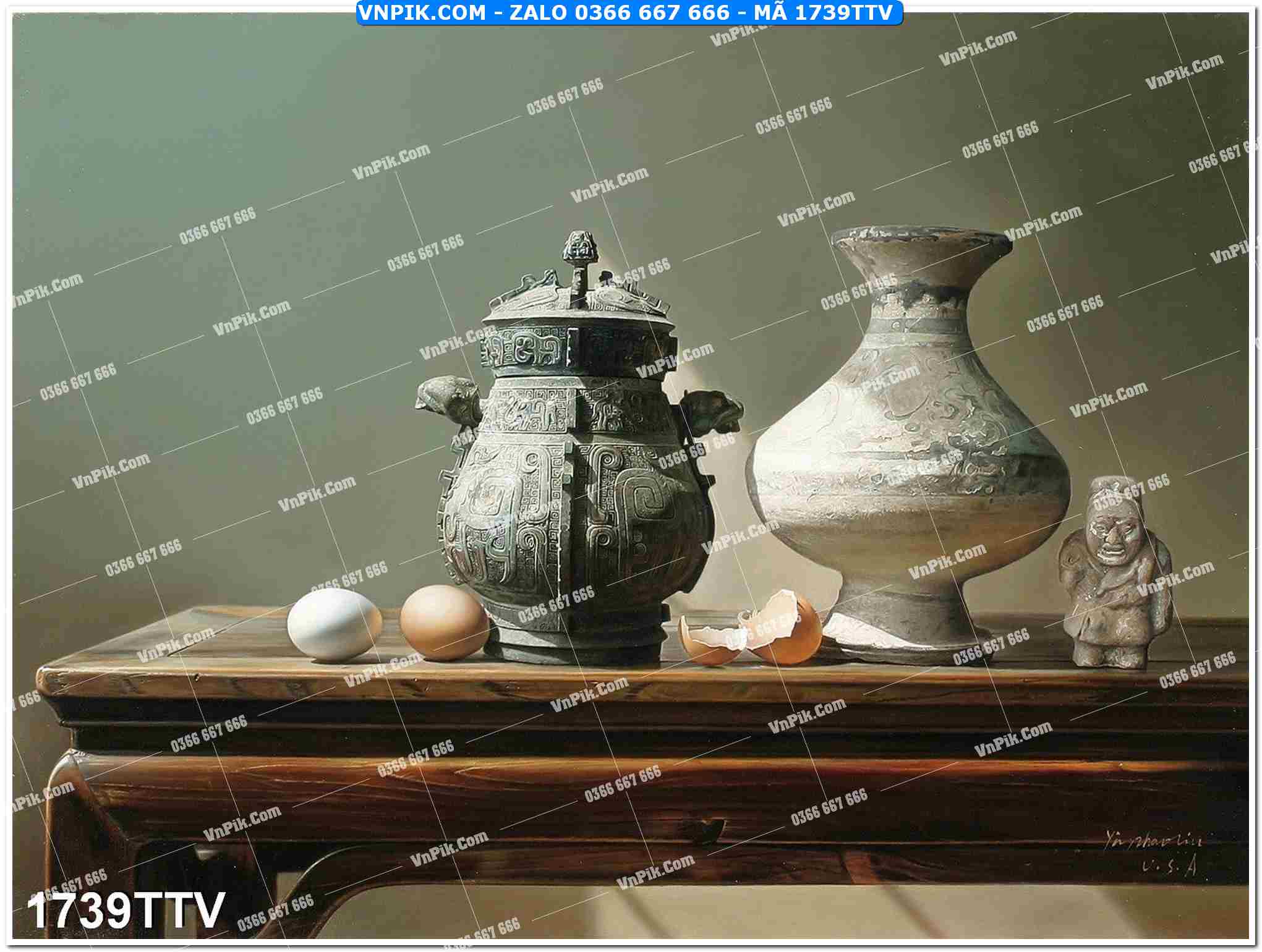 Tranh sơn dầu tĩnh vật hoa quả mã file 1739TTV
