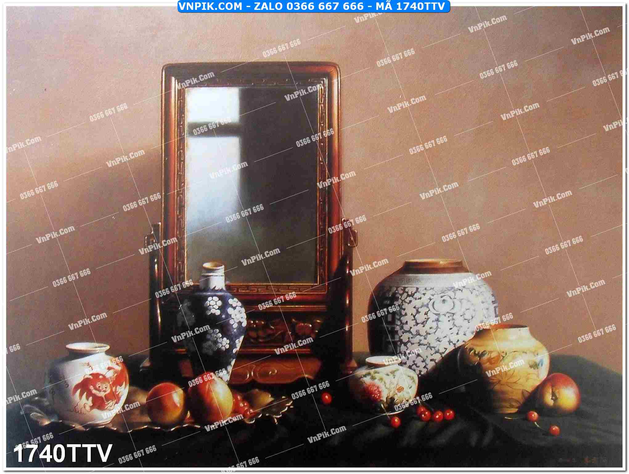 Tranh sơn dầu tĩnh vật hoa quả mã file 1740TTV