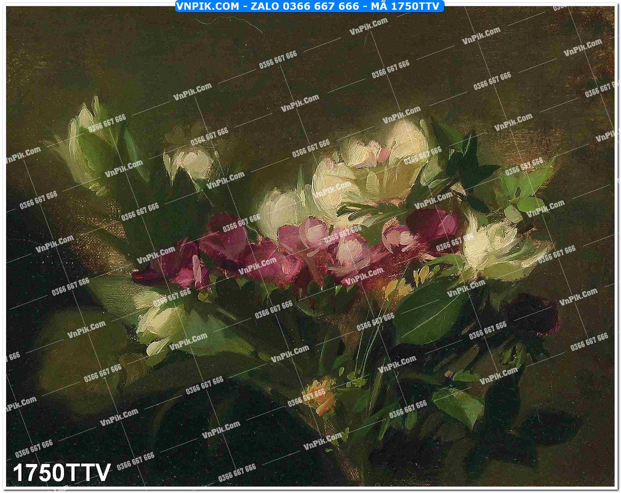 Tranh sơn dầu tĩnh vật hoa quả mã file 1750TTV
