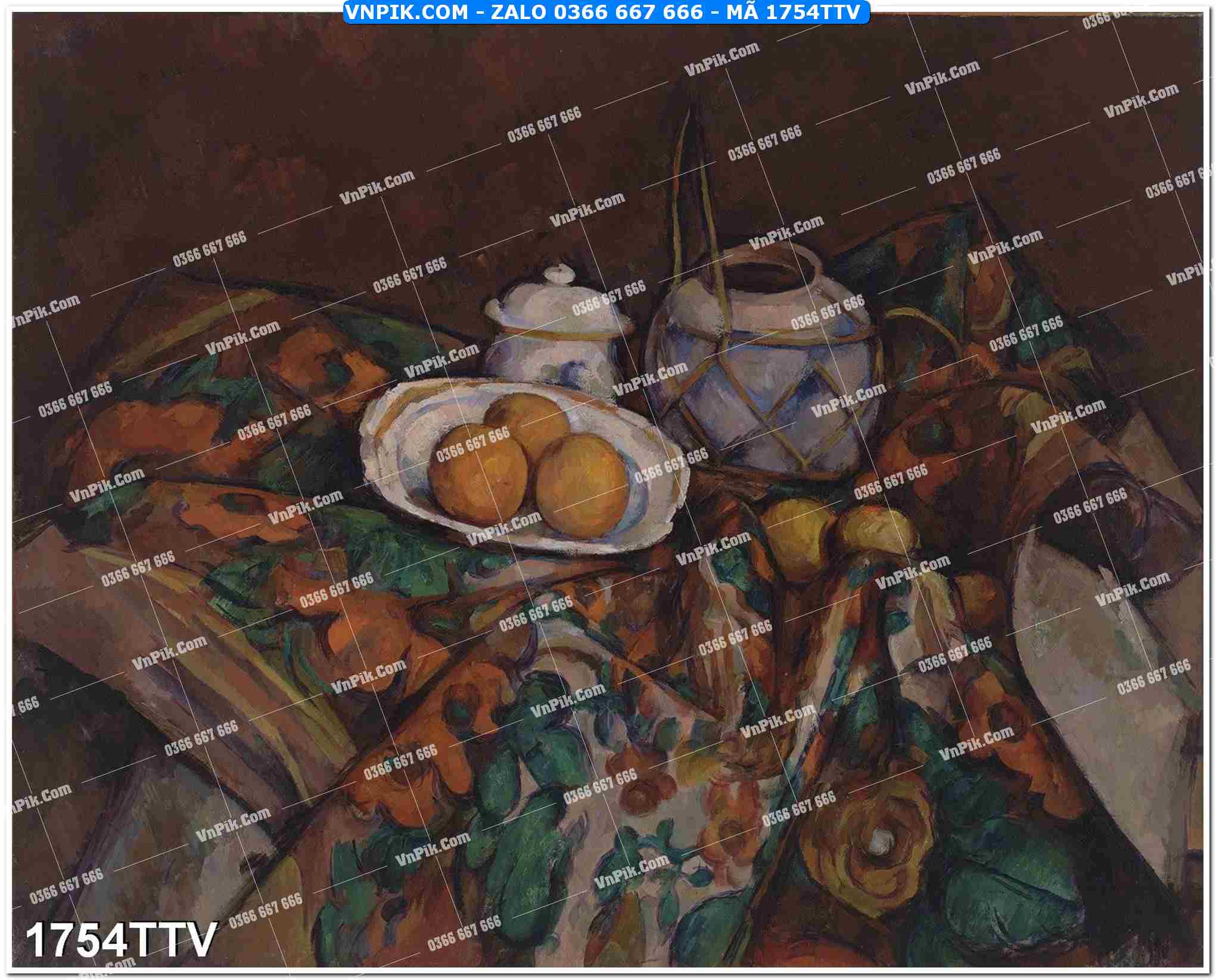 Tranh sơn dầu tĩnh vật hoa quả mã file 1754TTV