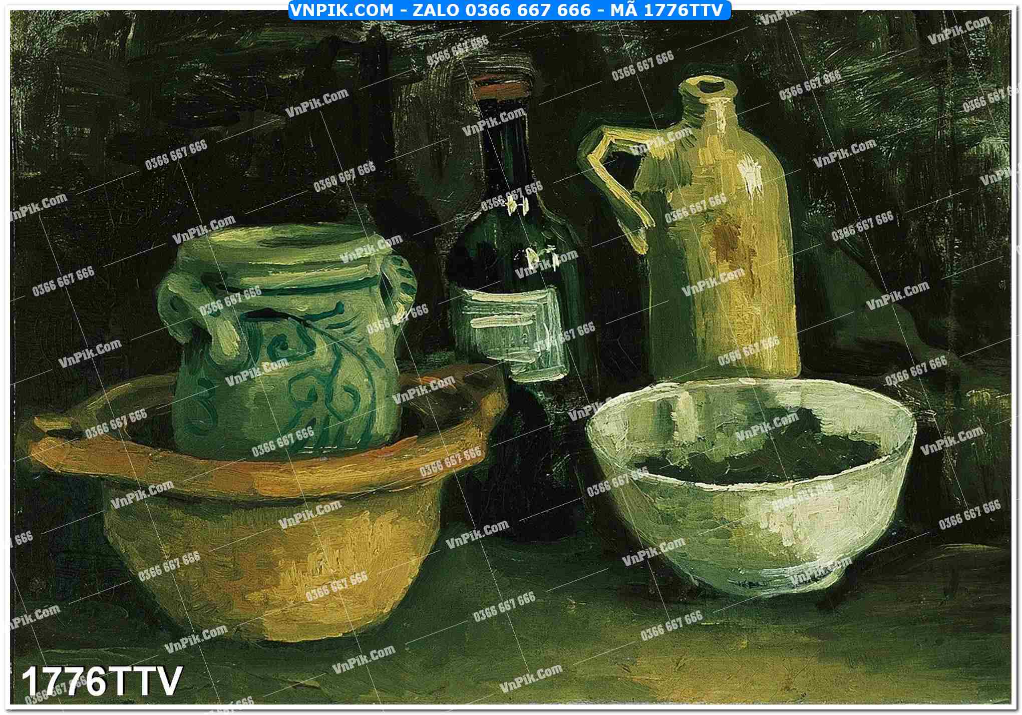 Tranh sơn dầu tĩnh vật hoa quả mã file 1776TTV