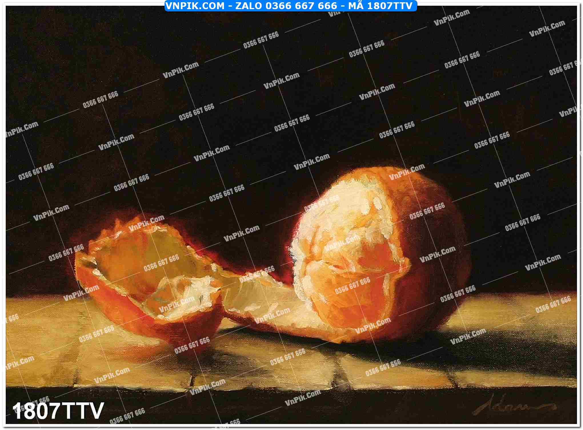 Tranh sơn dầu tĩnh vật hoa quả mã file 1807TTV