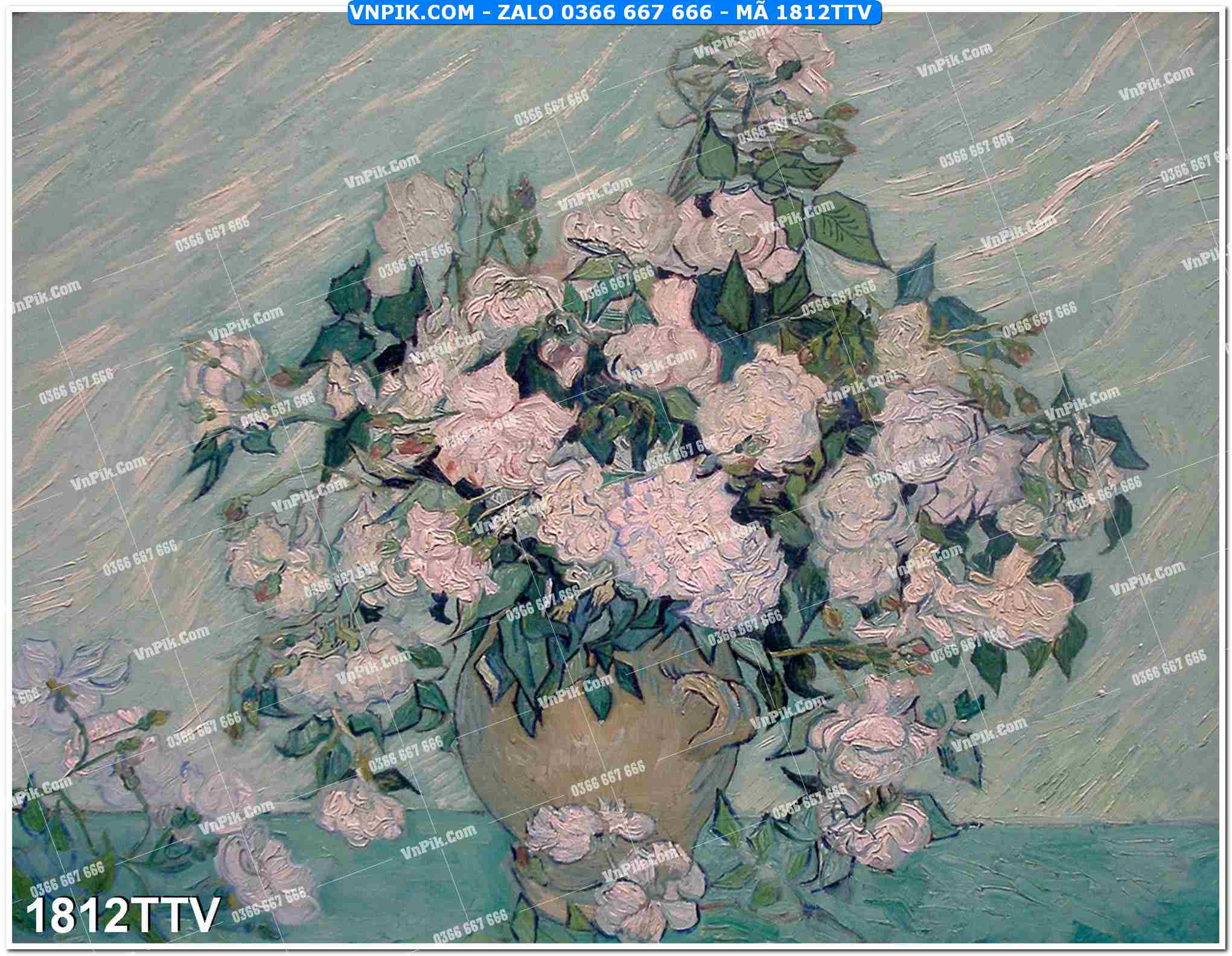 Tranh sơn dầu tĩnh vật hoa quả mã file 1812TTV
