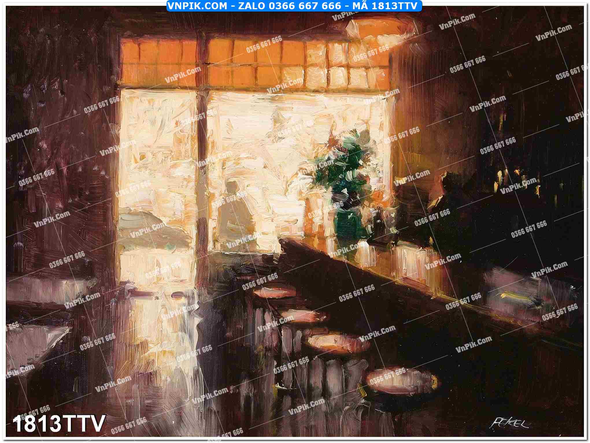 Tranh sơn dầu tĩnh vật hoa quả mã file 1813TTV
