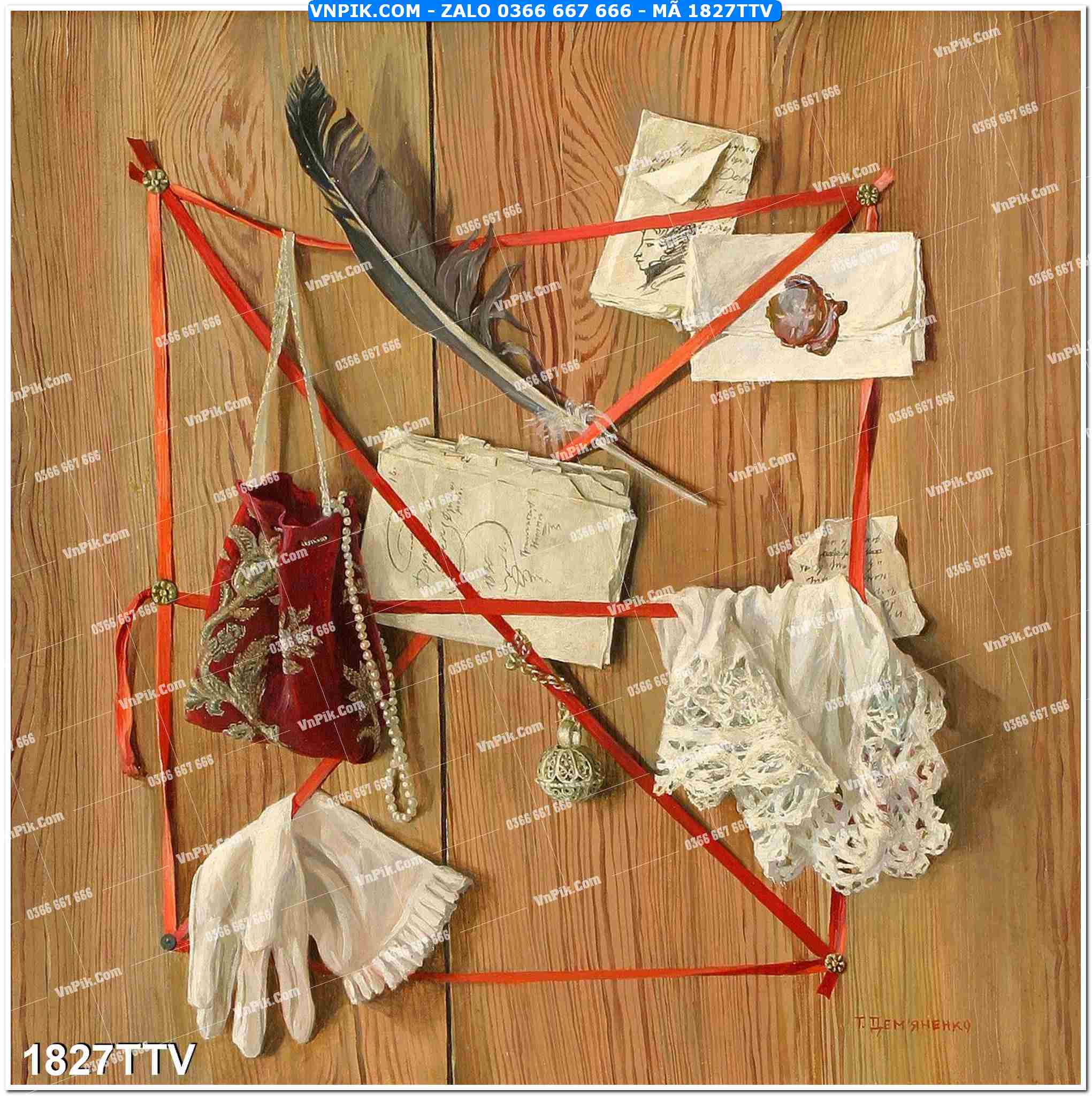 Tranh sơn dầu tĩnh vật hoa quả mã file 1827TTV