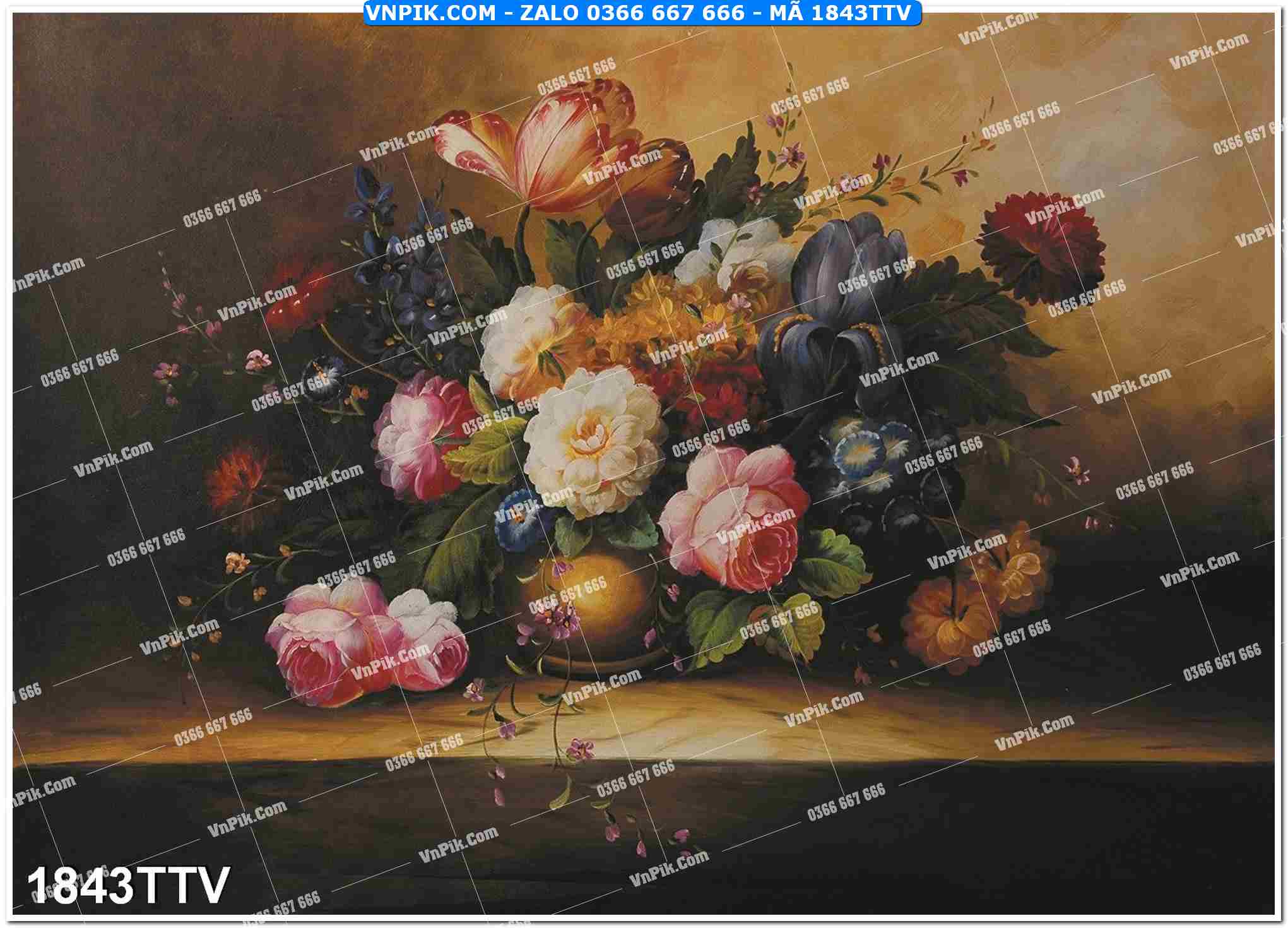 Tranh sơn dầu tĩnh vật hoa quả mã file 1843TTV