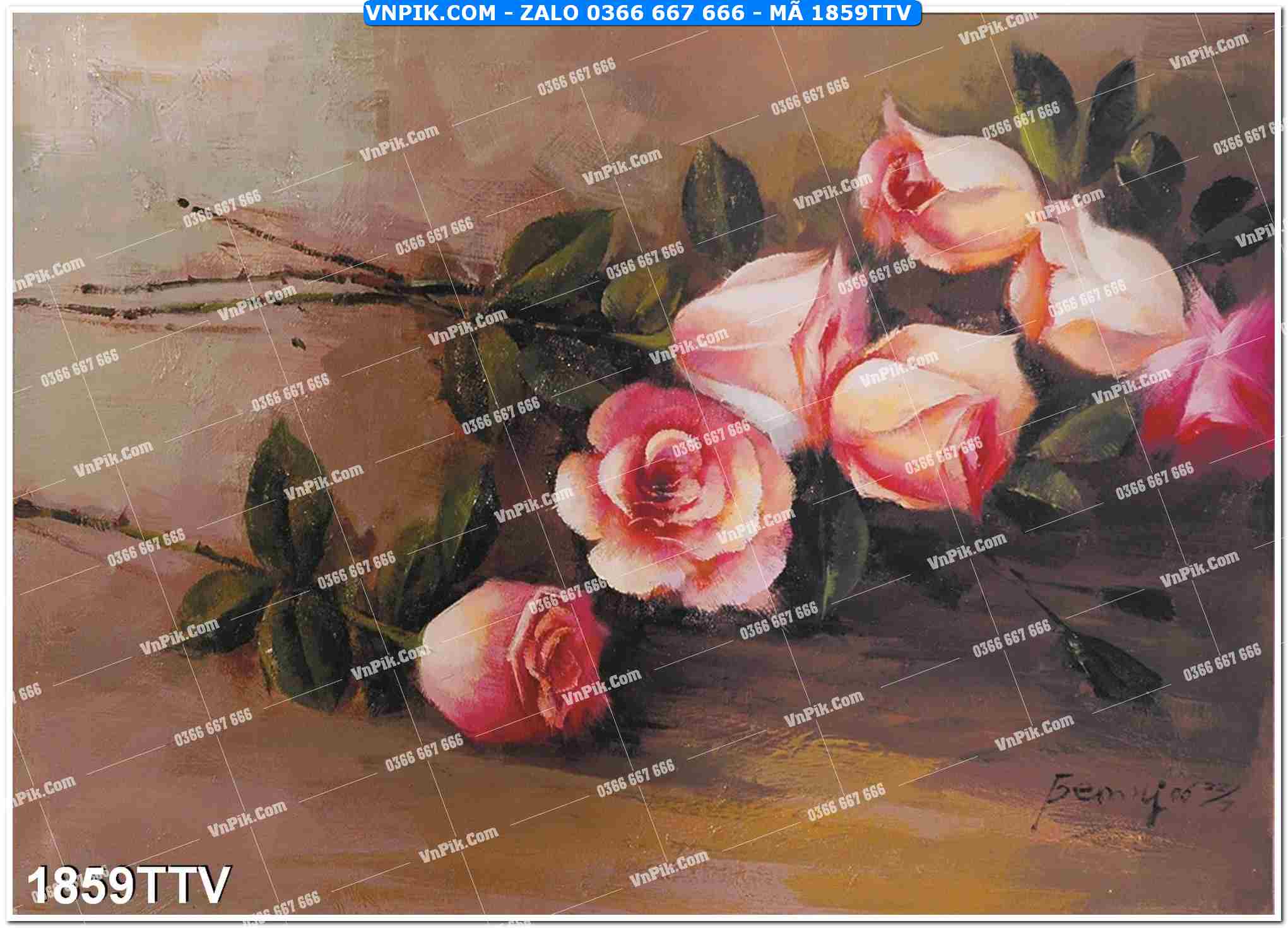 Tranh sơn dầu tĩnh vật hoa quả mã file 1859TTV