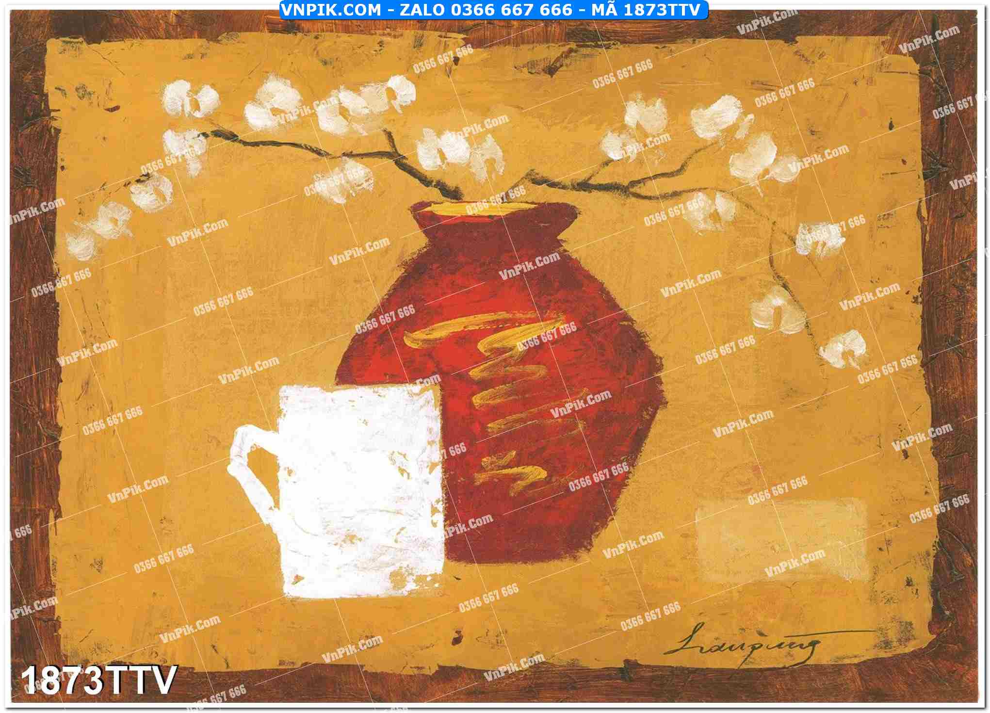 Tranh sơn dầu tĩnh vật hoa quả mã file 1873TTV