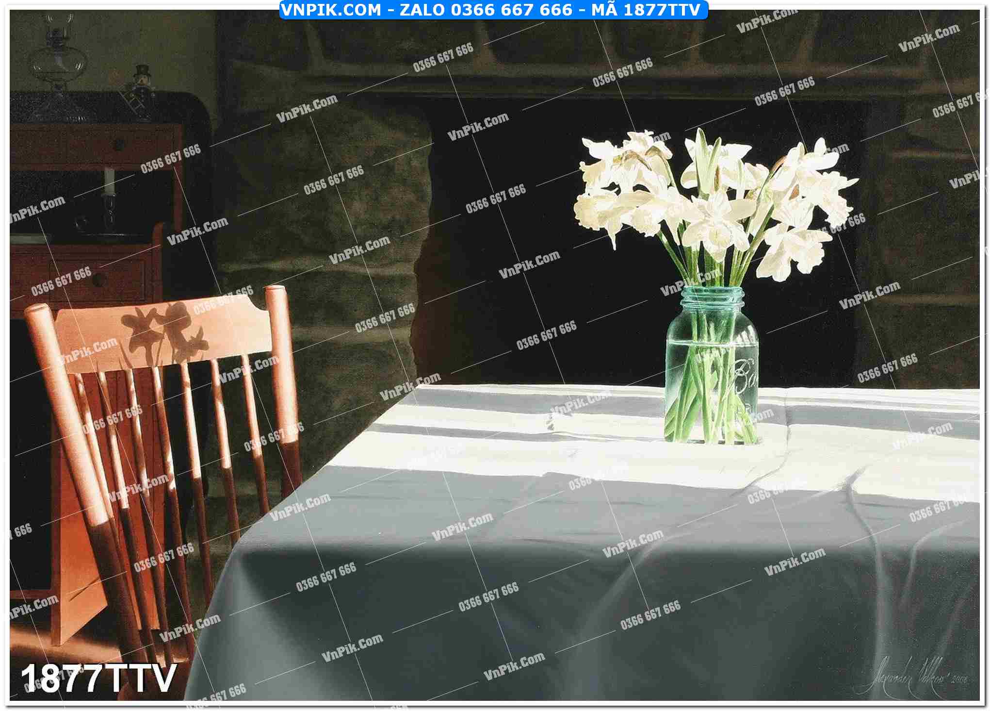 Tranh sơn dầu tĩnh vật hoa quả mã file 1877TTV