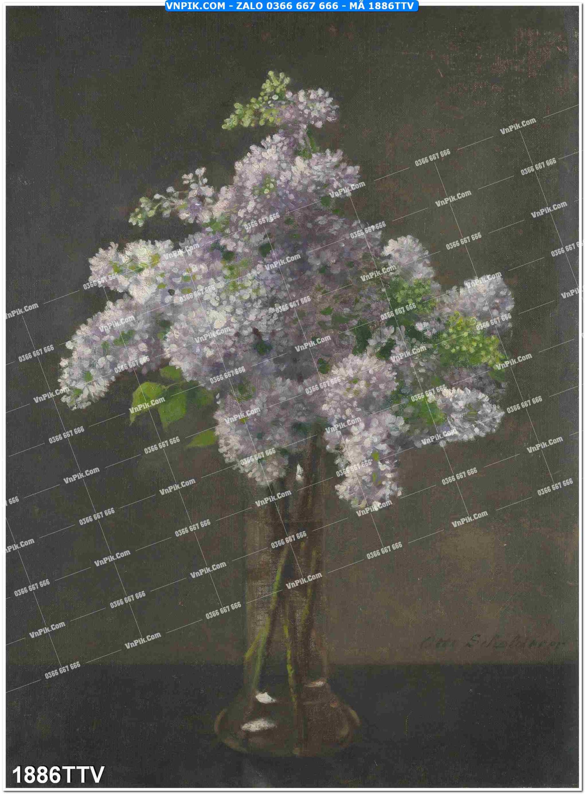 Tranh sơn dầu tĩnh vật hoa quả mã file 1886TTV