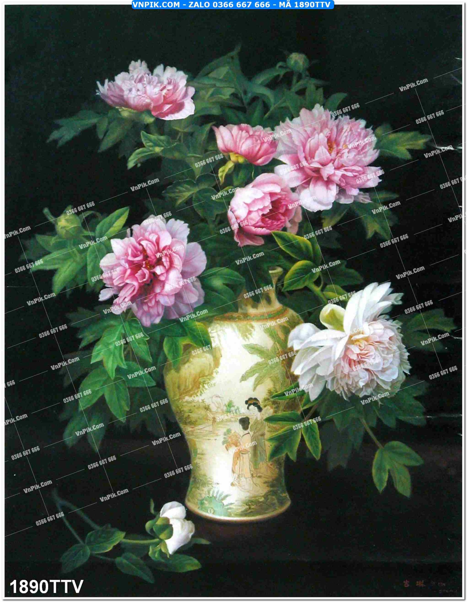 Tranh sơn dầu tĩnh vật hoa quả mã file 1890TTV