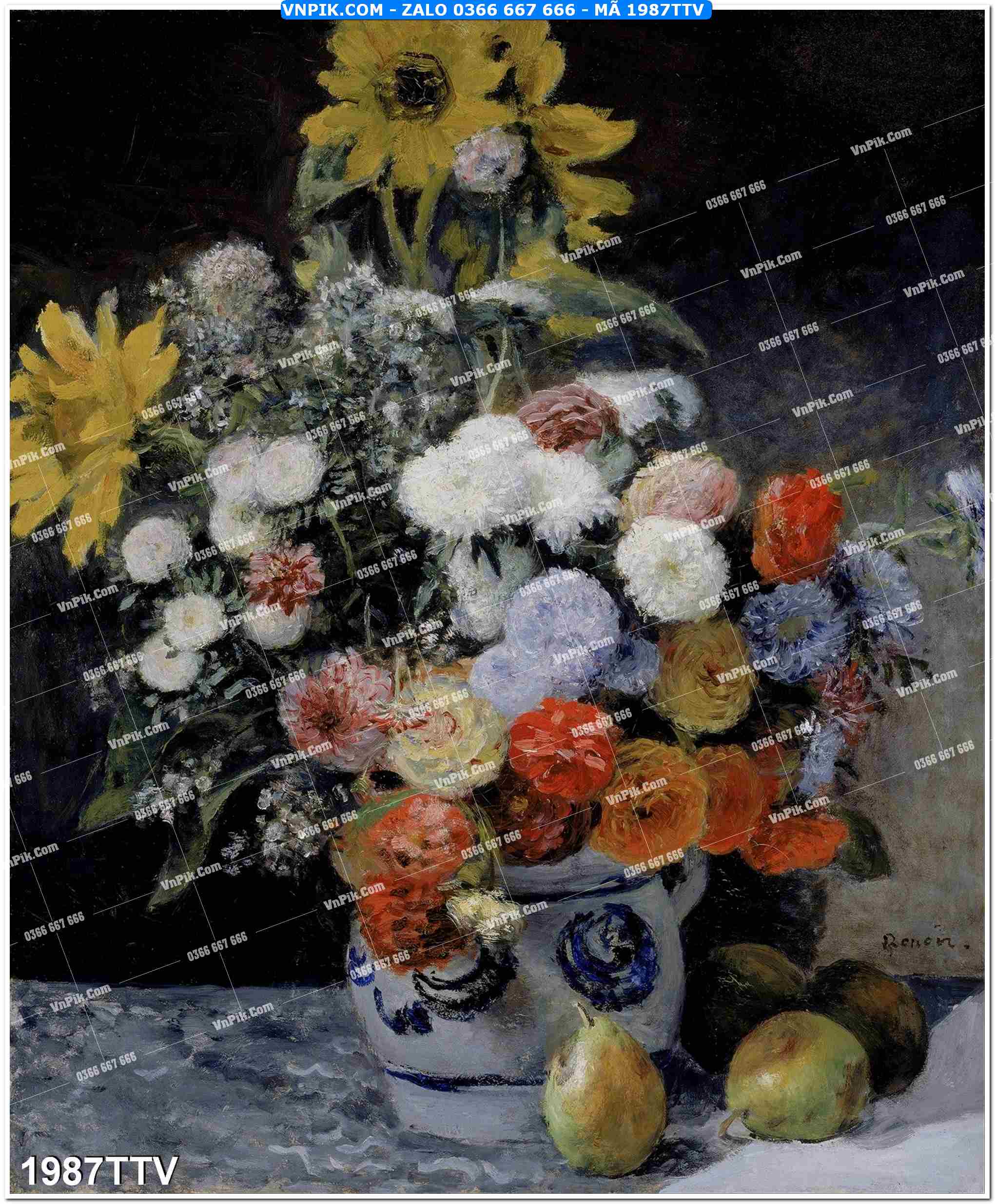 Tranh sơn dầu tĩnh vật hoa quả mã file 1987TTV