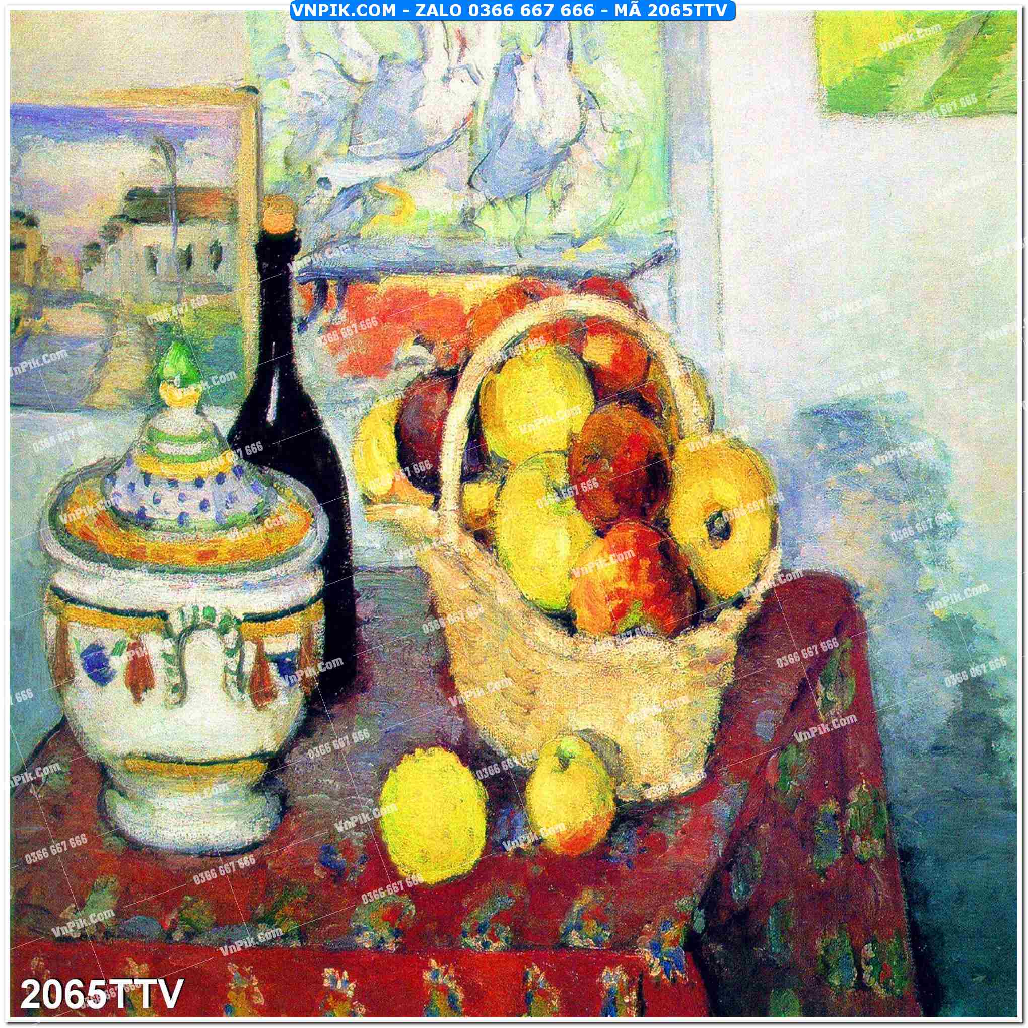 Tranh sơn dầu tĩnh vật hoa quả mã file 2065TTV