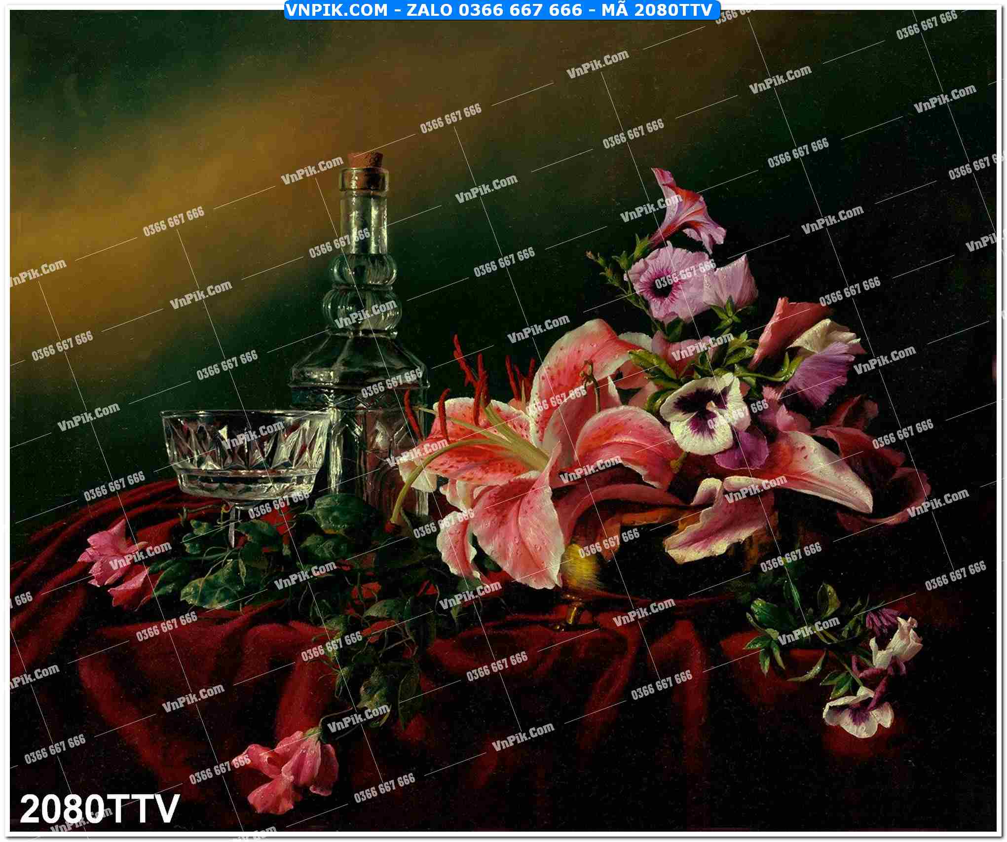 Tranh sơn dầu tĩnh vật hoa quả mã file 2080TTV