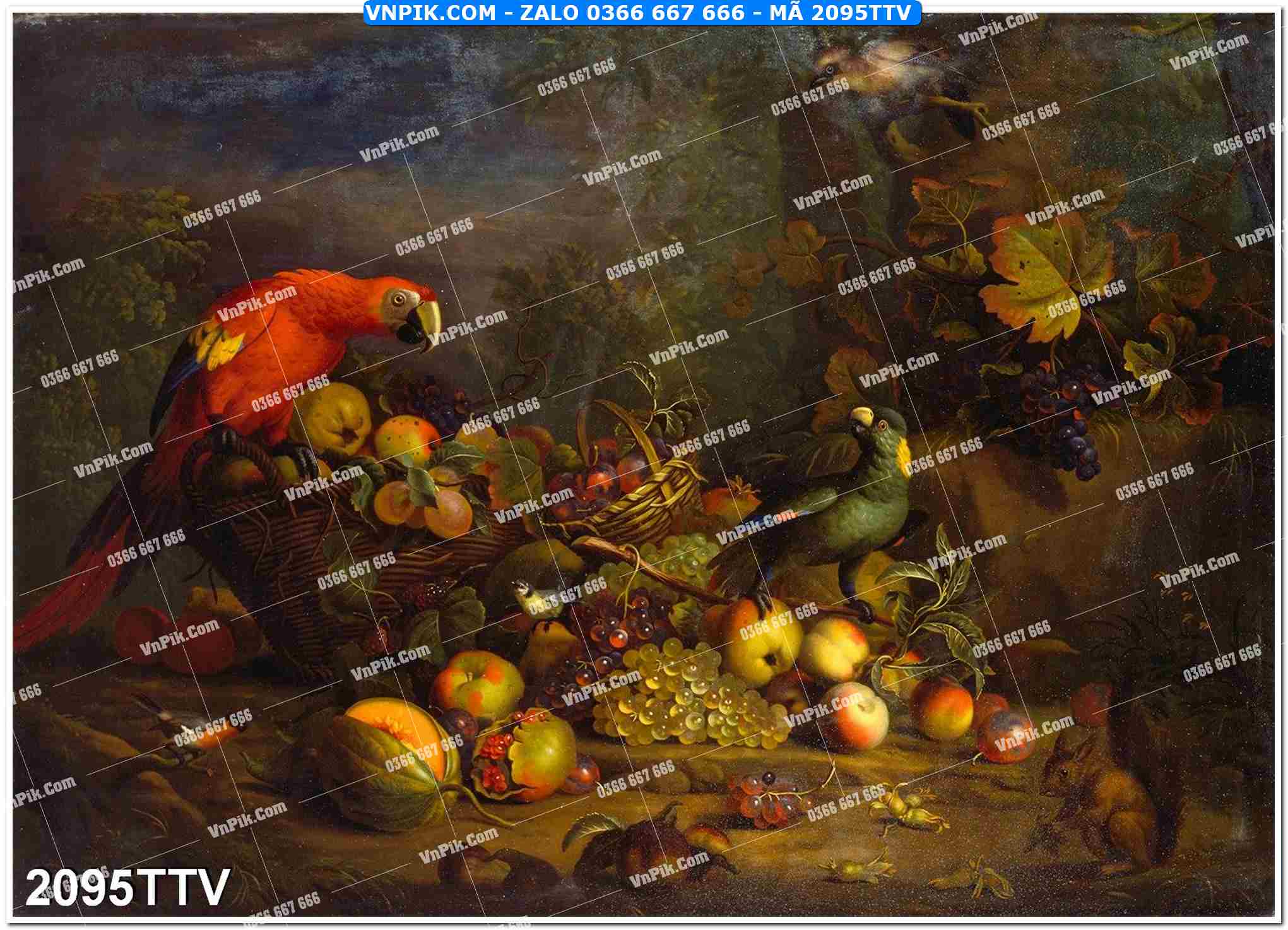 Tranh sơn dầu tĩnh vật hoa quả mã file 2095TTV