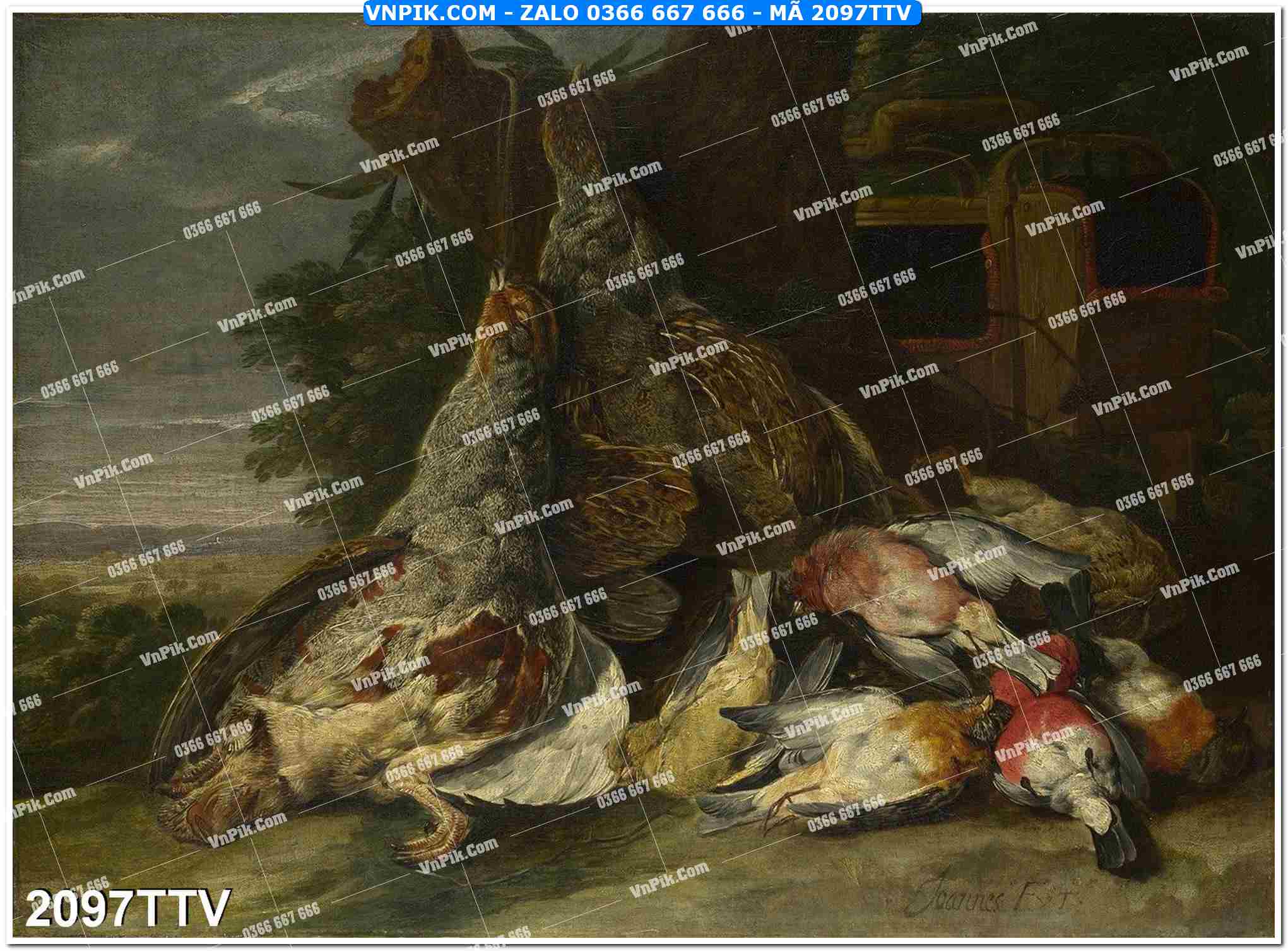 Tranh sơn dầu tĩnh vật hoa quả mã file 2097TTV