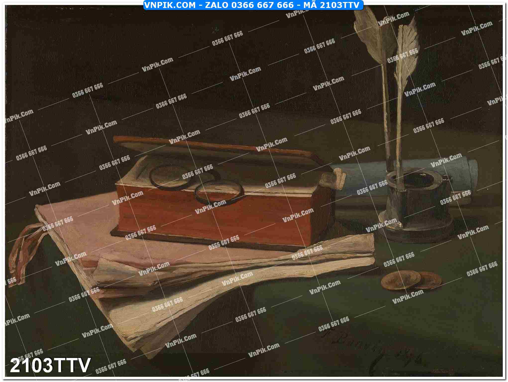 Tranh sơn dầu tĩnh vật hoa quả mã file 2103TTV