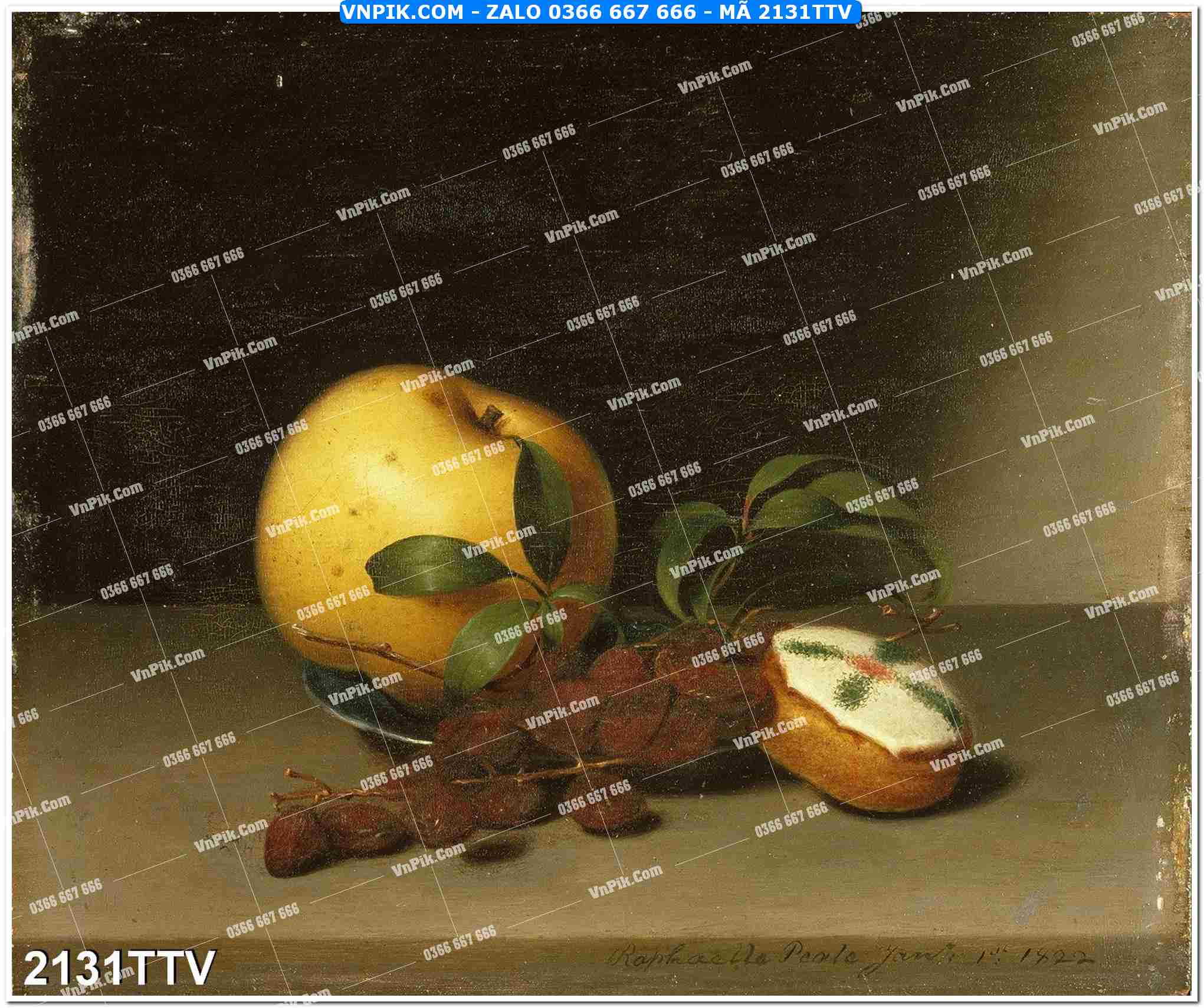 Tranh sơn dầu tĩnh vật hoa quả mã file 2131TTV