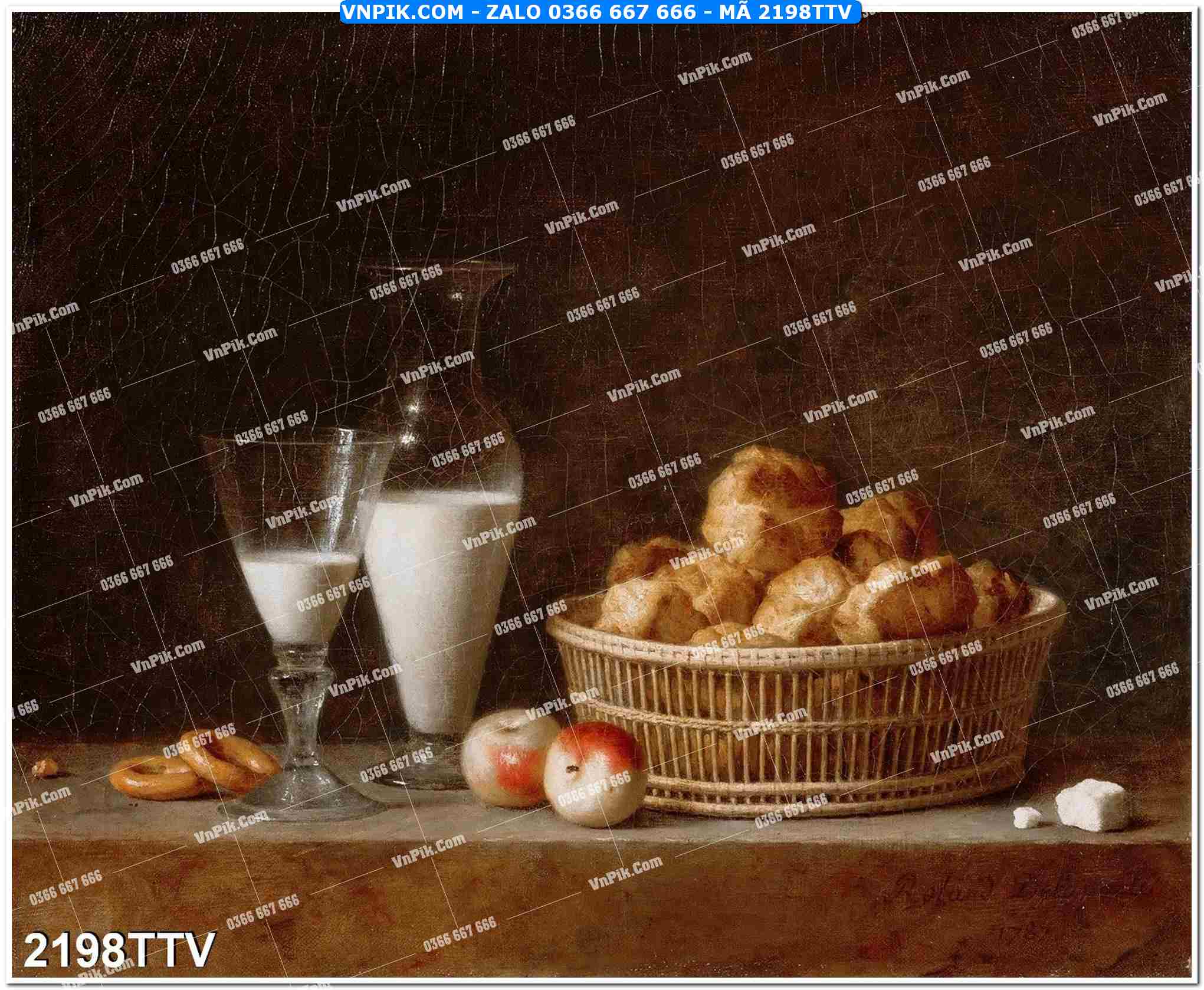 Tranh sơn dầu tĩnh vật hoa quả mã file 2198TTV